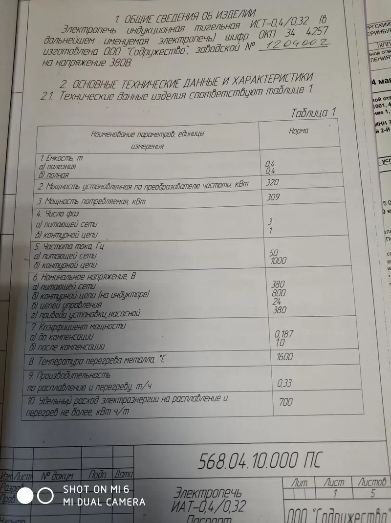 Индукционная плавильная печь ИСТ 0, 4/0, 32 в отличном состоянии 3
